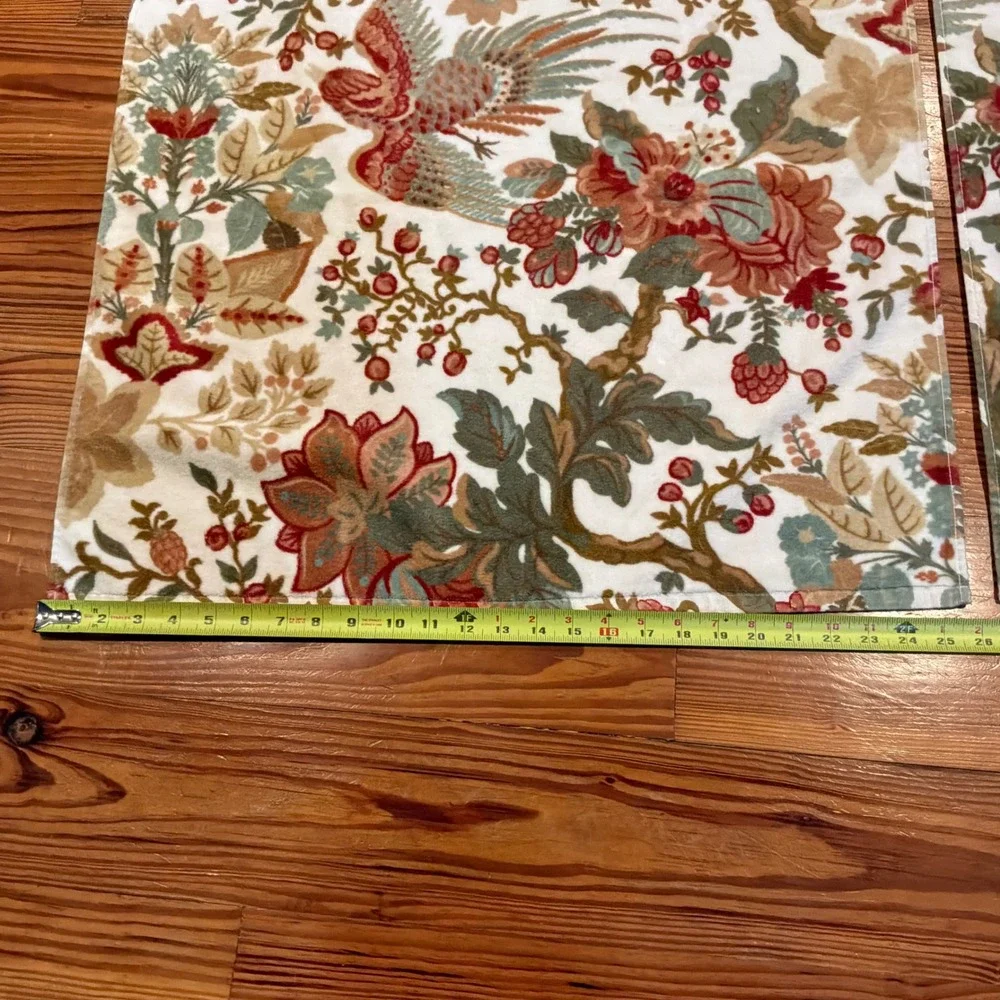Pottery Barn Palampore Jacobean Floral Bird Bath Towel 2 pc Set Portugal EUC